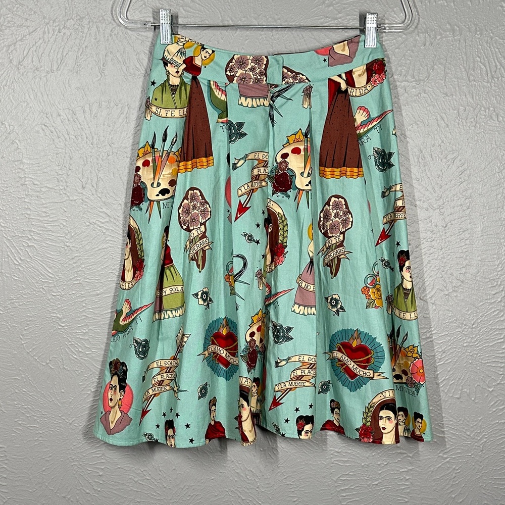 Moixa Frida Kahlo Print A-Line Skirt Multicolor Women's Size Medium - Picture 6 of 11
